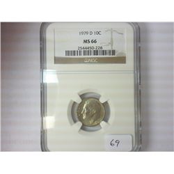 1979-D ROOSEVELT DIME NGC MS66
