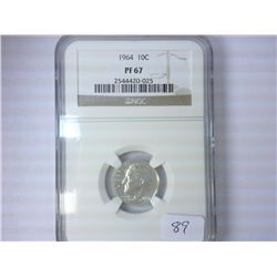 1964 ROOSEVELT DIME NGC PF67