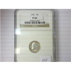 1955 SILVER ROOSEVELT DIME NGC PF68