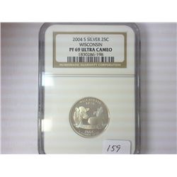 2004-S SILVER WISCONSIN QUARTER NGC PF69 ULTRA CAM