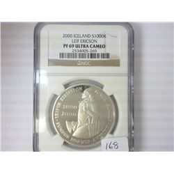 2000 LEIF ERICSON SILVER DOLLAR NGC PF69 ULTRA CAM