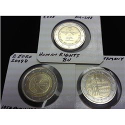 2008, 09-D & 10-A GERMANY 2 EUROS BRILLIANT UNC