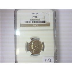 1964 JEFFERSON NICKEL NGC PF68