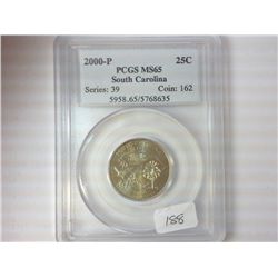 2000-P  SOUTH CAROLINA QUARTER PCGS MS65