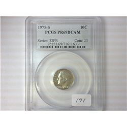 1975-S ROOSEVELT DIME PCGS PR69 DCAM
