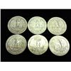 Image 2 : 6 ASSORTED WASHINGTON SILVER QUARTERS