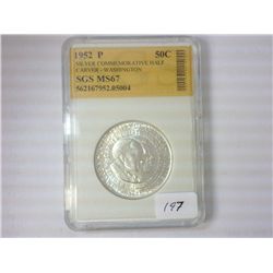 1952-P CARVER / WASHINGTON HALF SGS MS67