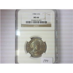 1980-S SBA DOLLAR NGC MS66
