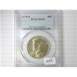 1978-D KENNEDY HALF DOLLAR PCGS MS65