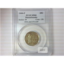 2000-P MASSACHUSETTS QUARTER PCGS MS66