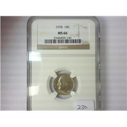 1978 ROOSEVELT DIME NGC MS66