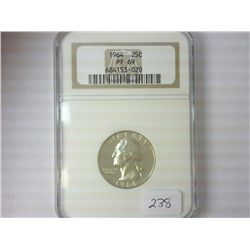 1964 WASHINGTON SILVER QUARTER NGC PF69
