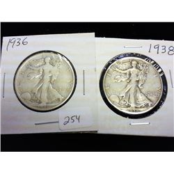 1936 & 38 WALKING LIBERTY HALF DOLLARS