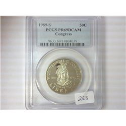 1989-S CONGRESS HALF DOLLAR PCGS PR69 DCAM