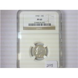 1950 SILVER ROOSEVELT DIME NGC PF65