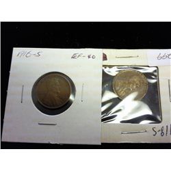1916-S (FINE) & 18-S LINCOLN CENTS (VERY FINE)