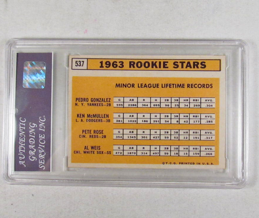 1963 TOPPS ROOKIE STARS NO. 537 BASEBALL CARD - AGS MINT 9