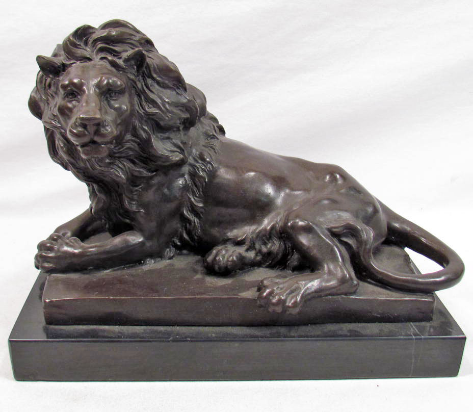 AFRICAN LION BRONZE SCULPTURE AFTER BARYE