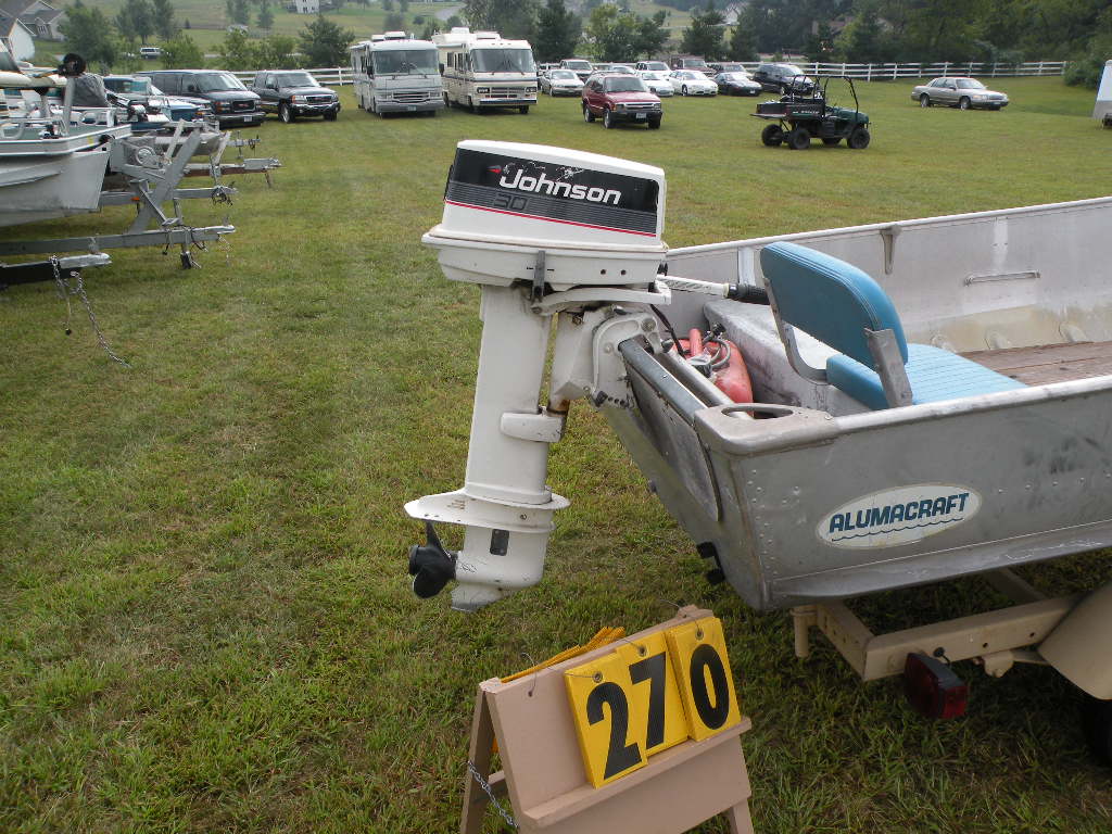 1973 Alumacraft 14 ft boat SN 071222 w/MIDI Boat Trailer VIN 18458