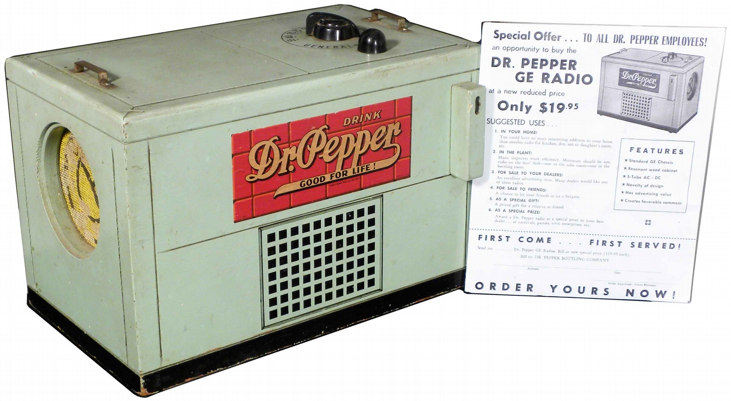 Dr. Pepper Bottle Cooler Radio