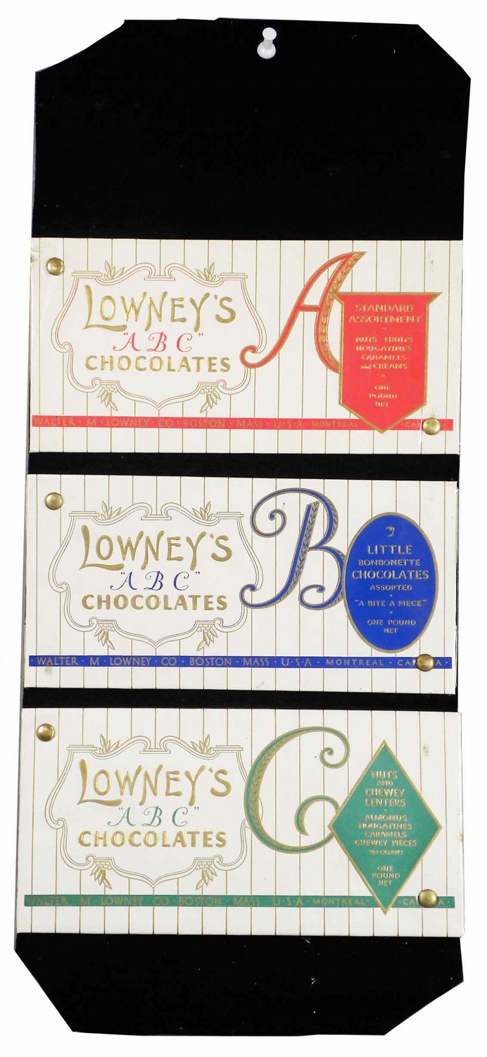 Lot of Three Sample Lowney's Chocolate Box Lids