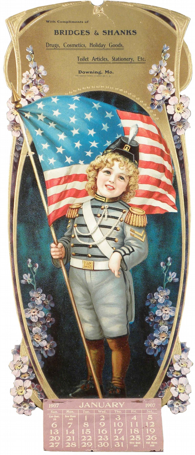 1907 Embossed Die Cut Calendar