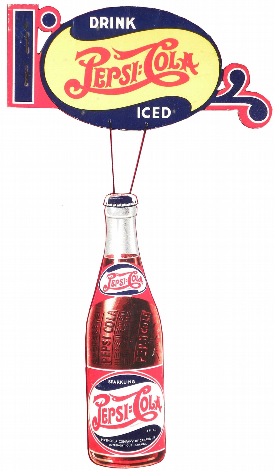 Pepsi Cola Double Dot Die Cut Flange String Hanger