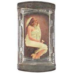 Celluloid Match Safe, Woman Wrapped in Sheet