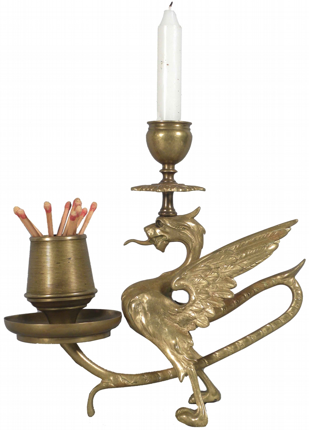 Brass Griffin Candle, Match Holder