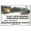 Image 1 : Railway Express Agency Tin Over Cardboard Sign