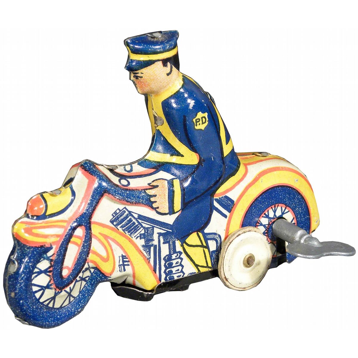 Louis Marx Toys Tin WindUp Motorcyclist P.D.