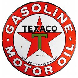 Texaco Gasoline Motor Oil 2 Sided Porcelain Sign