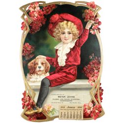 1916 Embossed Die Cut Calendar for Meyer Levine