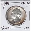 Image 1 : 1948 P MS 63 TONED WASHINGTON SILVER QUARTER