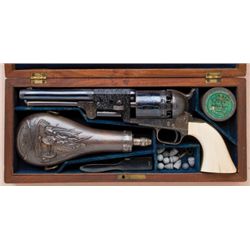 Historic Cased, Gustave Young-Engraved and Ivory-Gripped Colt Third Model Dragoon Revolver, Inscribe
