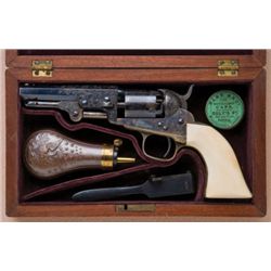Fine and Exceptional Cased, Engraved and Ivory Gripped Colt Model 1849 Pocket Model Revolver... (Tot