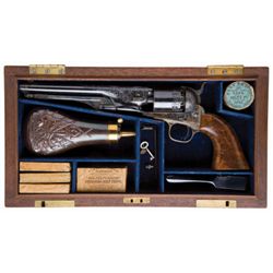 Exceptional Historic, Cased, Engraved and Presentation Inscribed Colt Model 1861 New Model Navy Revo