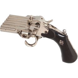 Rare European Folding Pinfire Harmonica Pistol by A. Jarre.... (Total: 1 Items)