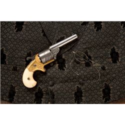 Scarce, Exhibition Engraved Gold-Gilt and Silver Finished Moore Spur Trigger Front-Loading Pocket Re