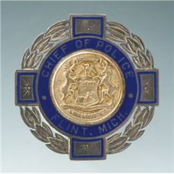 Fine Sterling and Hard-fired Blue Enamel Chief of Police Badge for Flint, Michigan.... (Total: 1 Ite