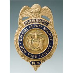 Fine Jeweler-Made Gold Eagle and Wreath Badge for Benjamin Rosenthal, Special Deputy Sheriff, New Yo