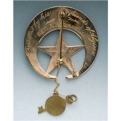 Unique Jeweler-Made Gold and Diamond-Mounted Crescent and Star Pattern Presentation Badge to George 