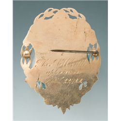 Fine Jeweler Engraved Gold Planchet Badge for Park Commissioner, Rochester, N.Y. Thomas A. Whittle..