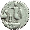 Image 2 : Repubblica Romana.    A. Postumius Albinus. Denario, 81 a.C. D/ Busto di Diana a destra. Sopra, bucr