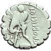 Image 2 : Repubblica Romana.    C. Poblicius Q. f. Denario, 80 a.C. D/ Busto di Roma a destra che indossa elmo