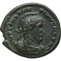 Impero Romano.    Costantino I (307-337). Follis, Londinium. D/ IMP CONSTANTINVS MAX AVG. Busto elma