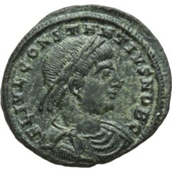 Impero Romano.    Costanzo II (337-361). Follis, Heraclea. D/ Busto laureato, drappeggiato e corazza