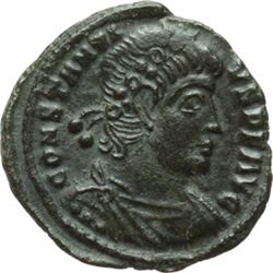 Impero Romano.    Costanzo II (337-361). AE 17 mm. Siscia. D/ Busto diademato, drappeggiato e corazz