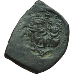 Impero Bizantino.    Eraclio (610-641). Follis, Sicilia. D/ I busti frontali di Eraclio ed Eraclio C