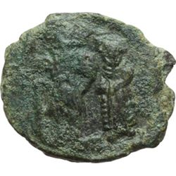 Impero Bizantino.    Costante II (641-668). Follis, Siracusa. D/ Costante II e Costantino IV stanti 